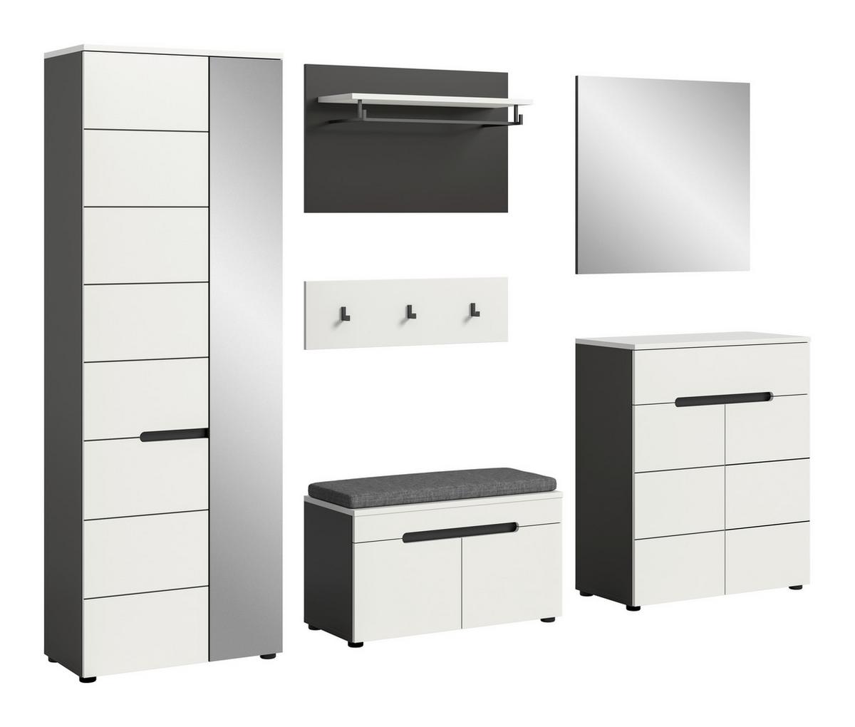 Predsoba Canu, Bela, Siva, Z Blazino, 6-Delna - bela, Design, leseni material (255/190/37cm) - Livetastic