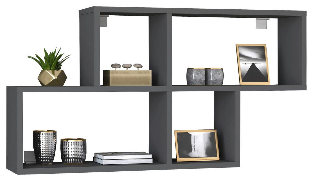 Stenski Regal Lusas, Antracit - antracit, Moderno, leseni material (100/53/20cm) - MID.YOU