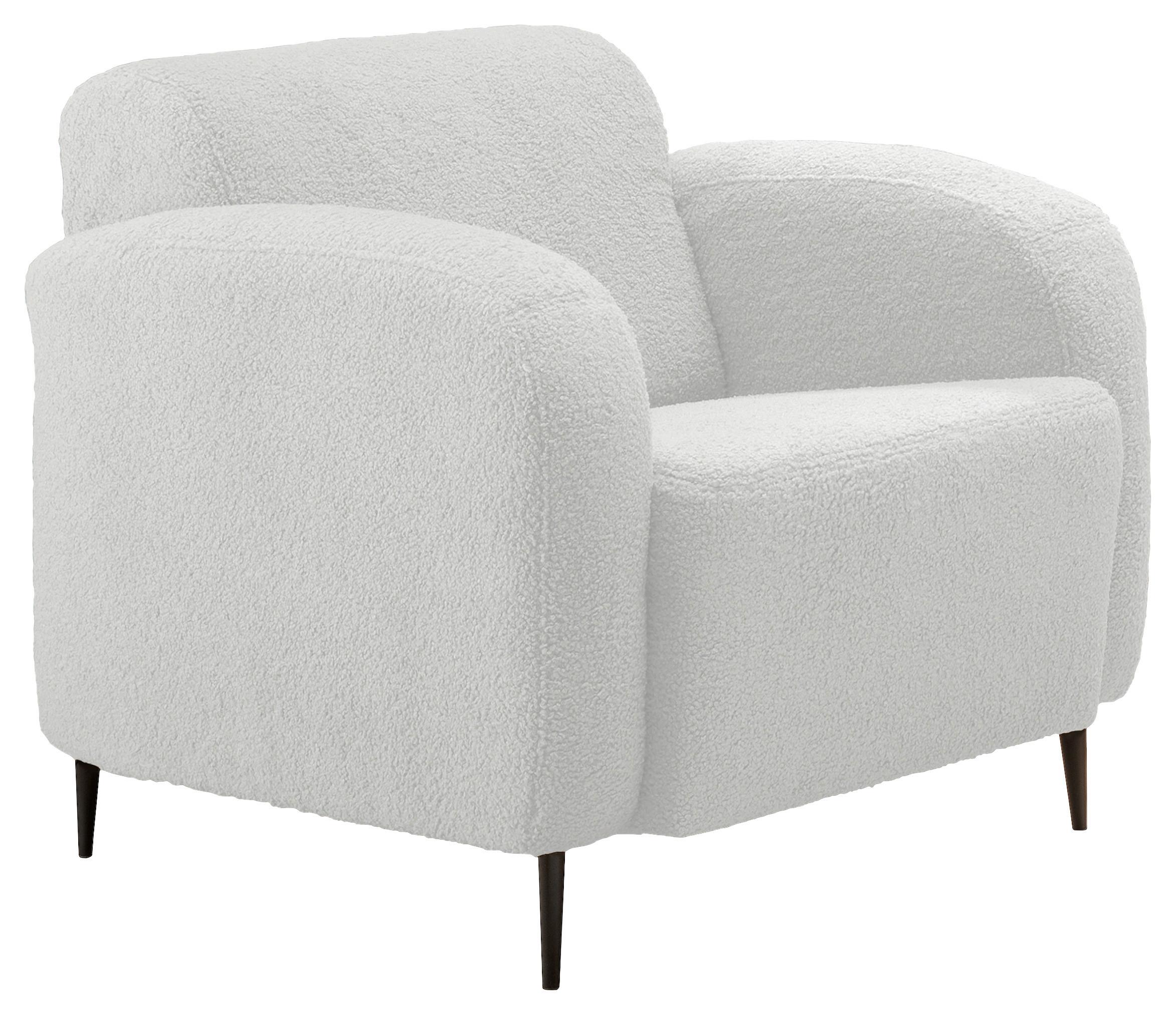 Sessel Marone Weiß Teddystoff - Schwarz/Weiß, MODERN, Textil/Metall (85/76/90cm) - Livetastic