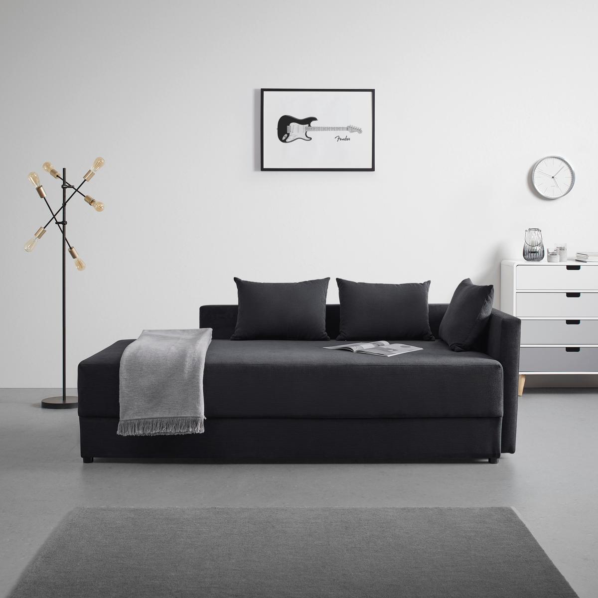 Sofa Elea - tamno siva/crna, Moderno, drvo/tekstil (90/100/210cm) - Bessagi Home