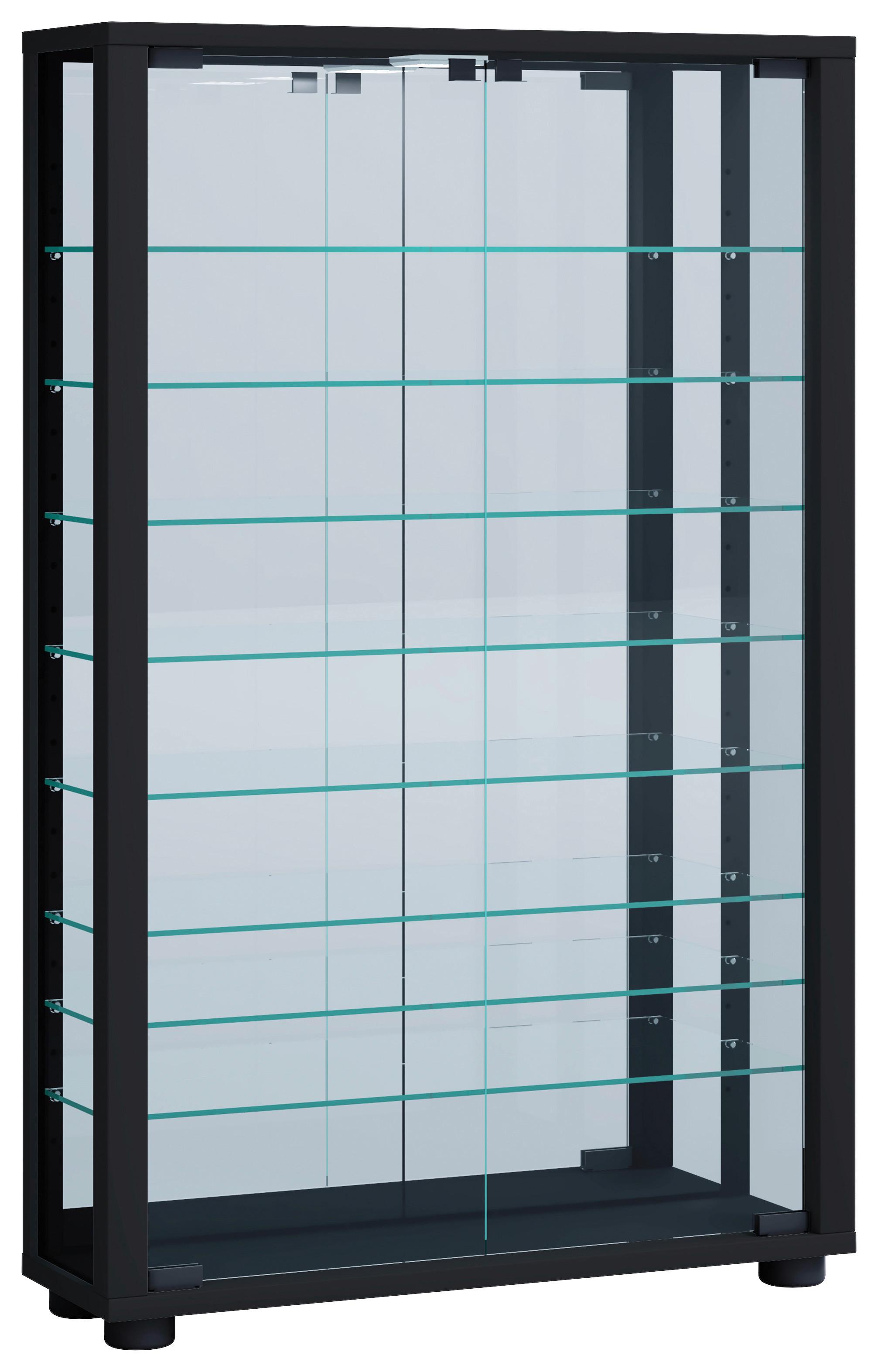 Vitrina Lumo, Osvetlitev, Črna - črna, Moderno, umetna masa/steklo (59/91,3/18cm) - MID.YOU