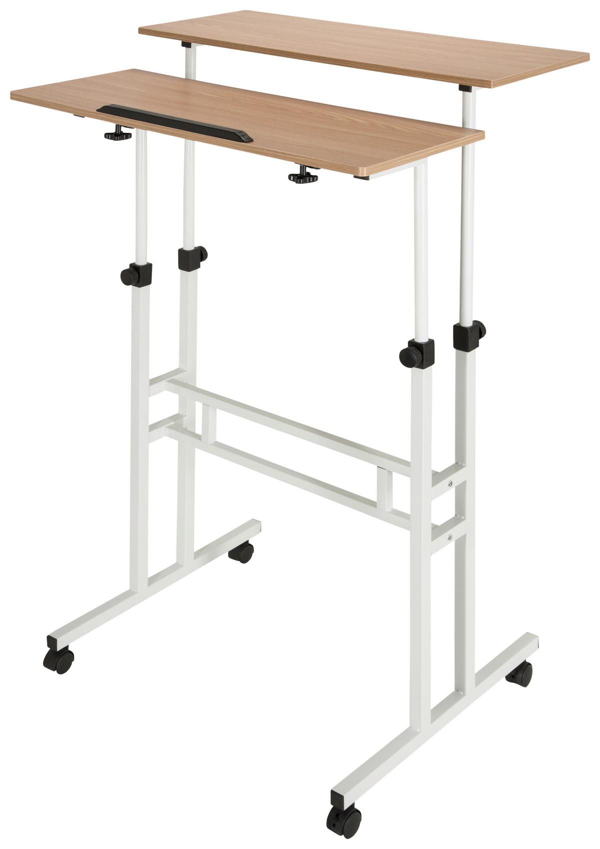 Pisalna Miza Workstation I, Bela, Hrast - barve hrasta/bela, Basics, kovina/umetna masa (120/82-128/60cm) - MID.YOU