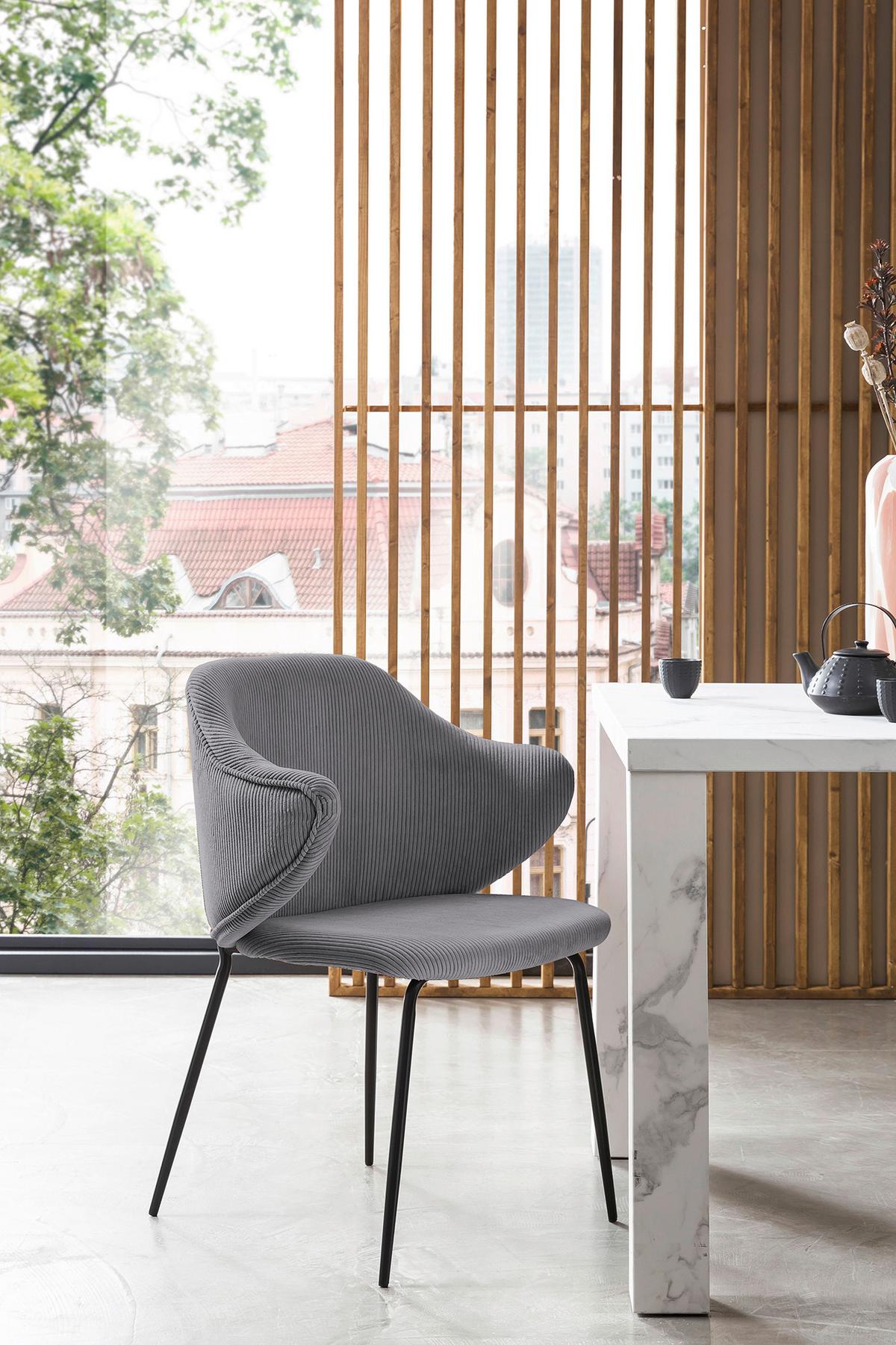 Set Naslanjačev Cord, Siva, 2-Delni - siva/črna, Moderno, kovina/tekstil (54/83/55cm) - Livetastic