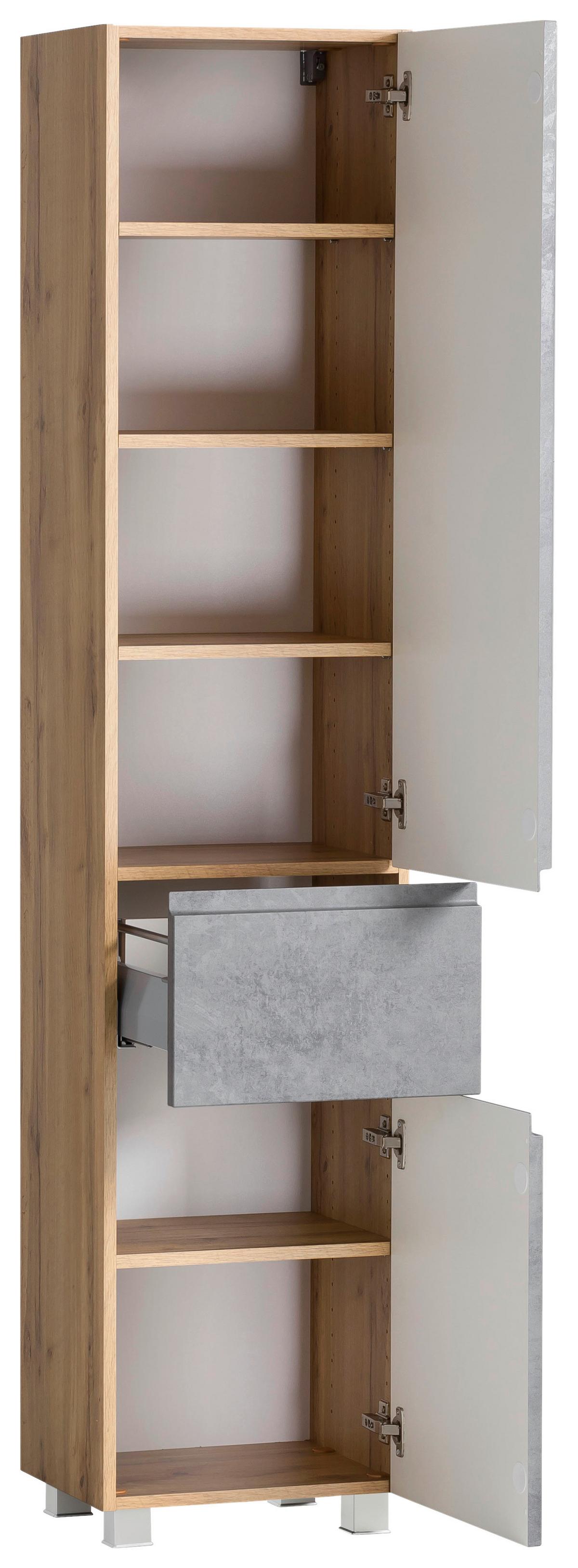 Hochschrank Varese ca. 40x180 cm Hellgrau/Eiche - Eiche Wotan/Hellgrau, MODERN, Holzwerkstoff (40/180/35cm) - Held