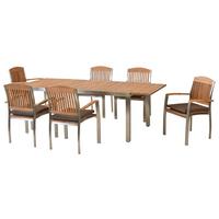 GARTENSET KEROS - Silberfarben/Braun, MODERN, Holz/Textil - Gardenson