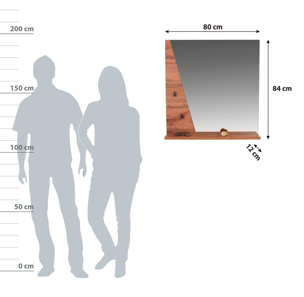 Ogledalo Venedig, Barva Hrasta, 80 X 84 Cm - barve hrasta, Moderno, steklo/leseni material (80/84/12cm) - Mömax