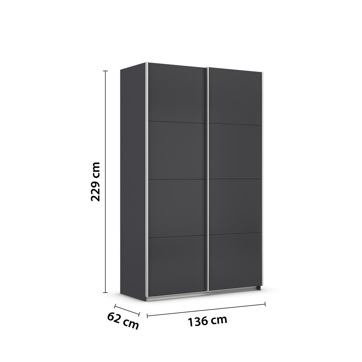 Ormar S Kliznim Vratima Feldkirch - antracit/boje aluminija, Moderno, drvni materijal/metal (136/229/62cm)