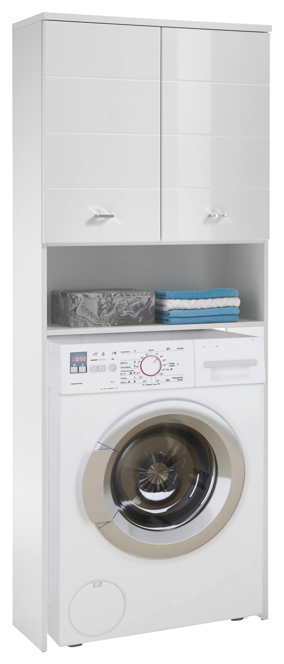 Omara Za Pralni Stroj Pool, Bela - srebrne barve/bela, Basics, umetna masa/leseni material (76/190/31cm) - Modern Living