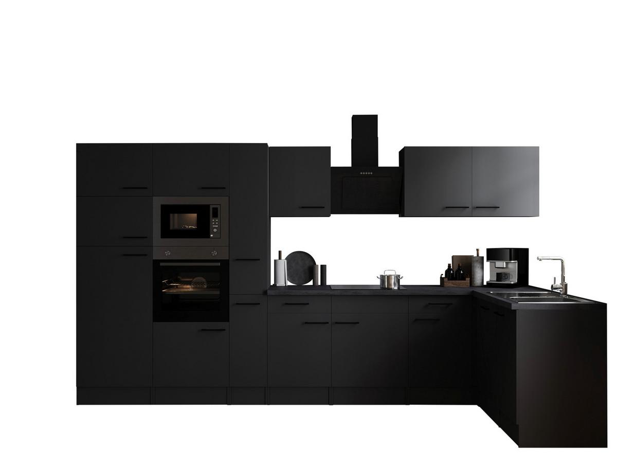 Kotna Kuhinja Z Aparati Oliver, 370x172cm - temno siva/črna, Design, kovina/leseni material (370/172cm) - Respekta