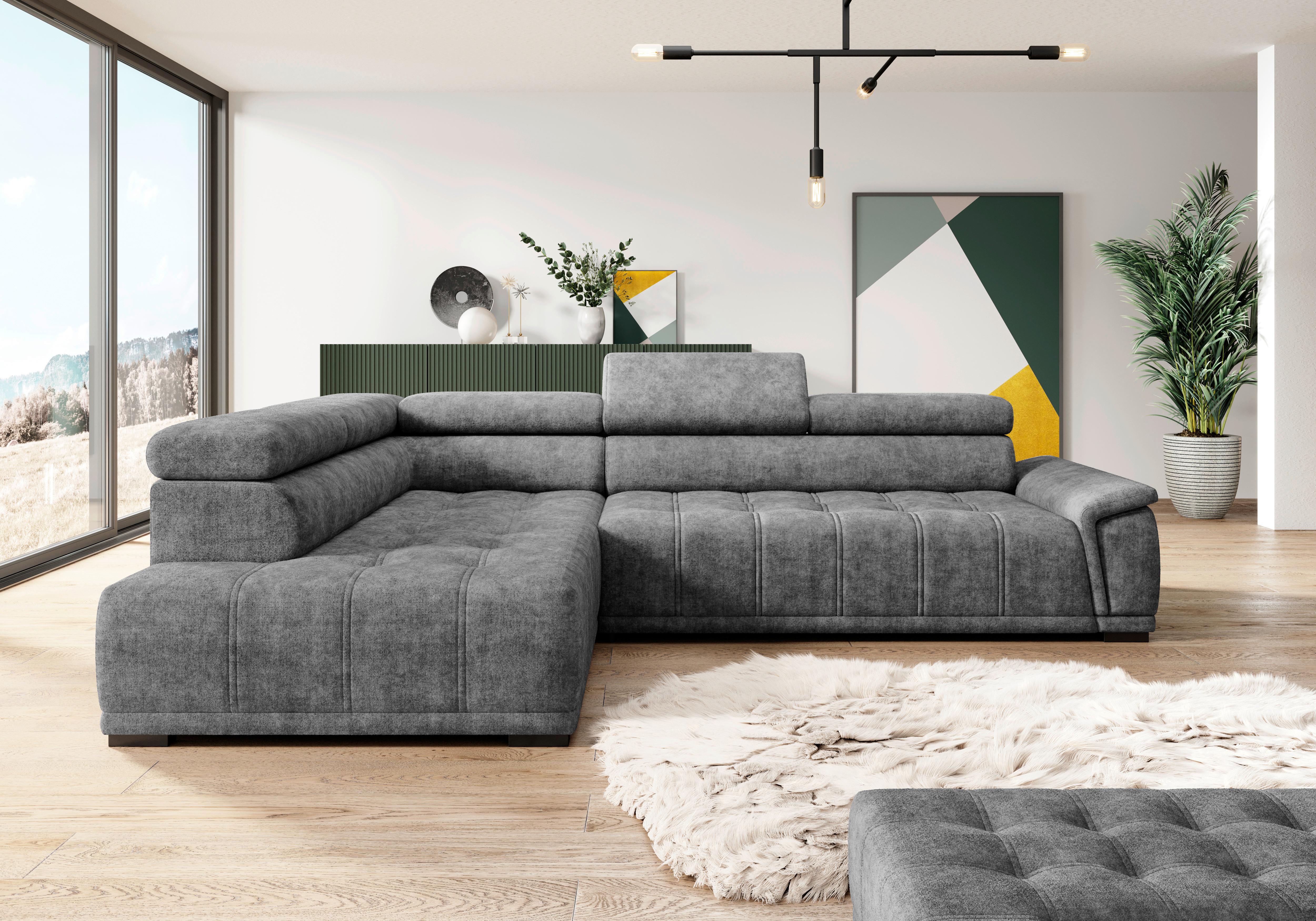 Kutna Garnitura Gremio - siva/crna, Moderno, tekstil/plastika (206/283cm) - Modern Living