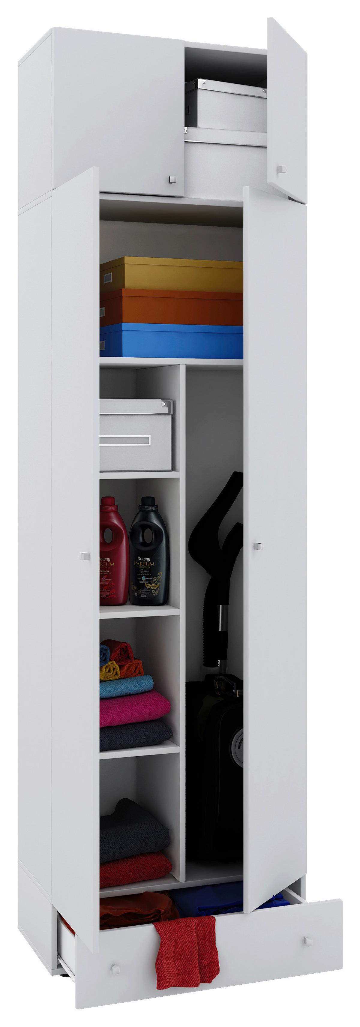 Večnamenska Omara Vandol Ii, Bela - srebrne barve/črna, Moderno, umetna masa/leseni material (70/238/39cm) - MID.YOU