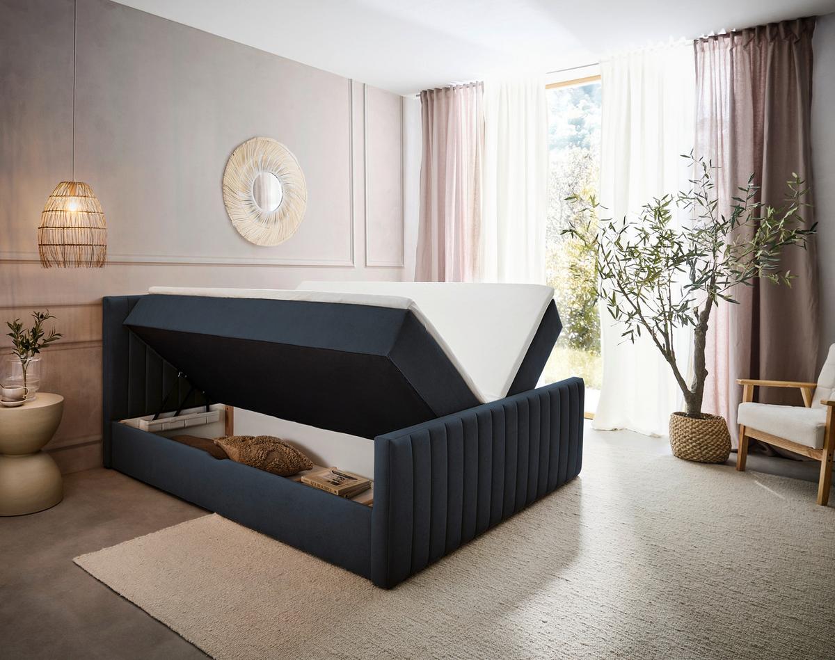 Box Krevet Sontje - crna/antracit, Konvencionalno, tekstil/plastika (160/200cm) - Modern Living