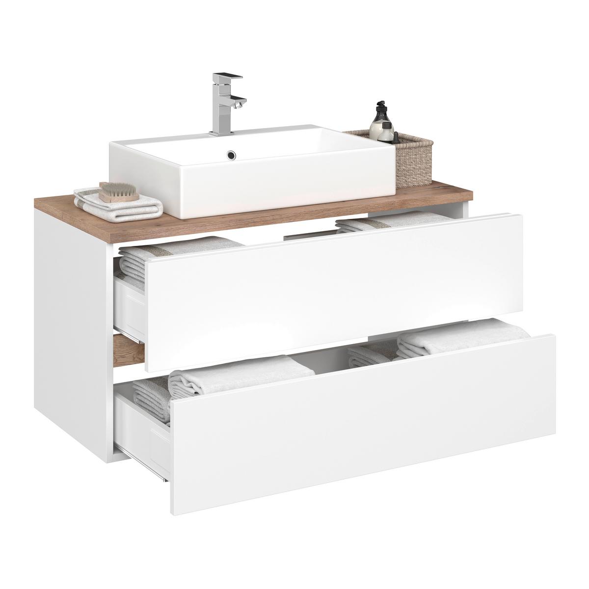 Omarica Za Pod Umivalnik Marbella, Bela, Hrast - bela, Moderno, leseni material/keramika (100/64,5/47cm) - Mömax
