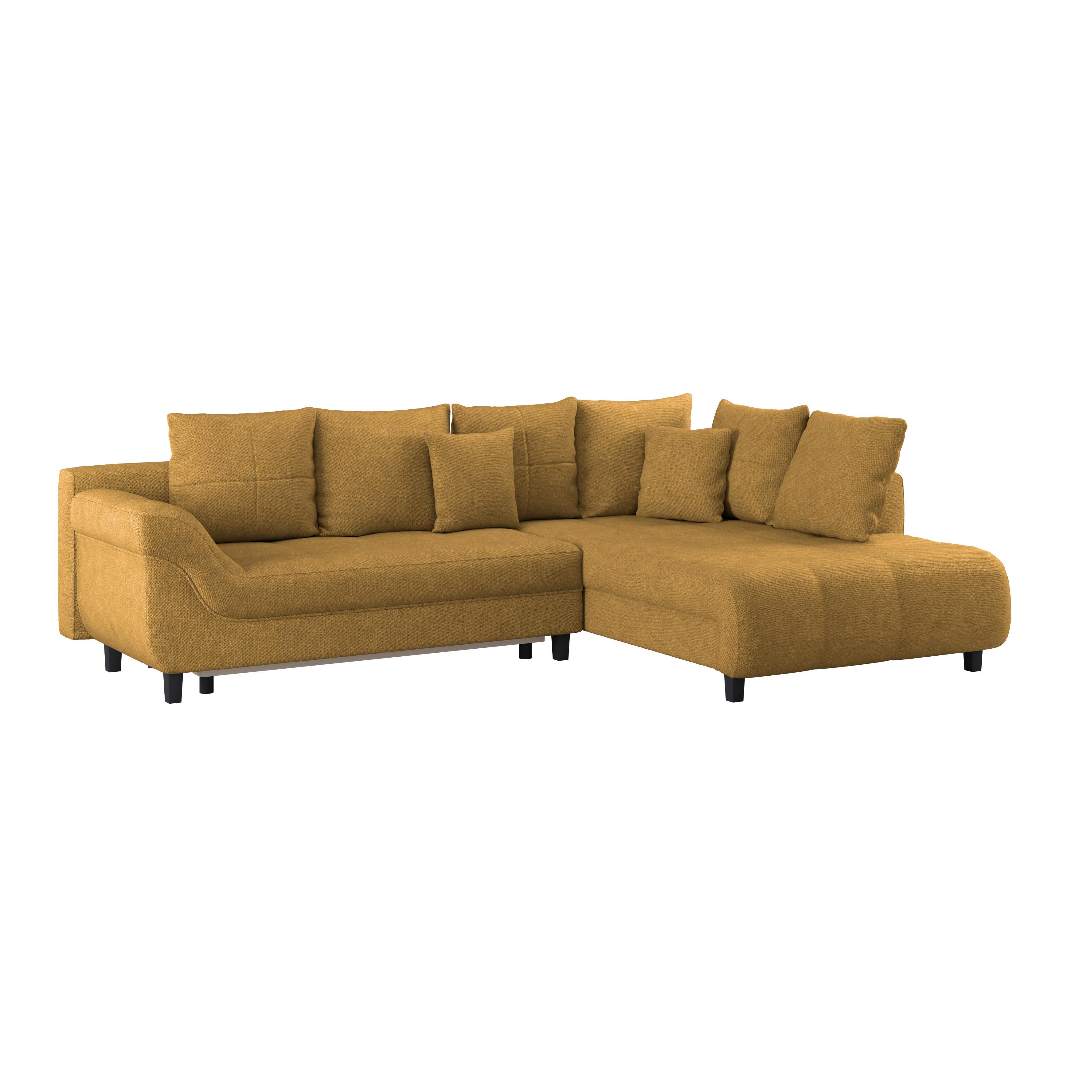 Kutna Garnitura Mendoza - siva/boje senfa, Design, tekstil/drvo (309/197cm) - Modern Living