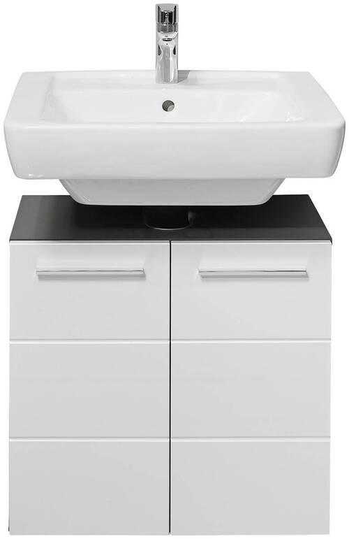 SZAFKA POD UMYWALKĘ GLOSS - biały wysoki połysk/antracytowy, Natur, materiał drewnopochodny/tworzywo sztuczne (60/62/31cm) - Xora