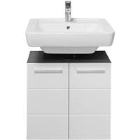 SZAFKA POD UMYWALKĘ GLOSS - biały wysoki połysk/antracytowy, Natur, materiał drewnopochodny/tworzywo sztuczne (60/62/31cm) - Xora