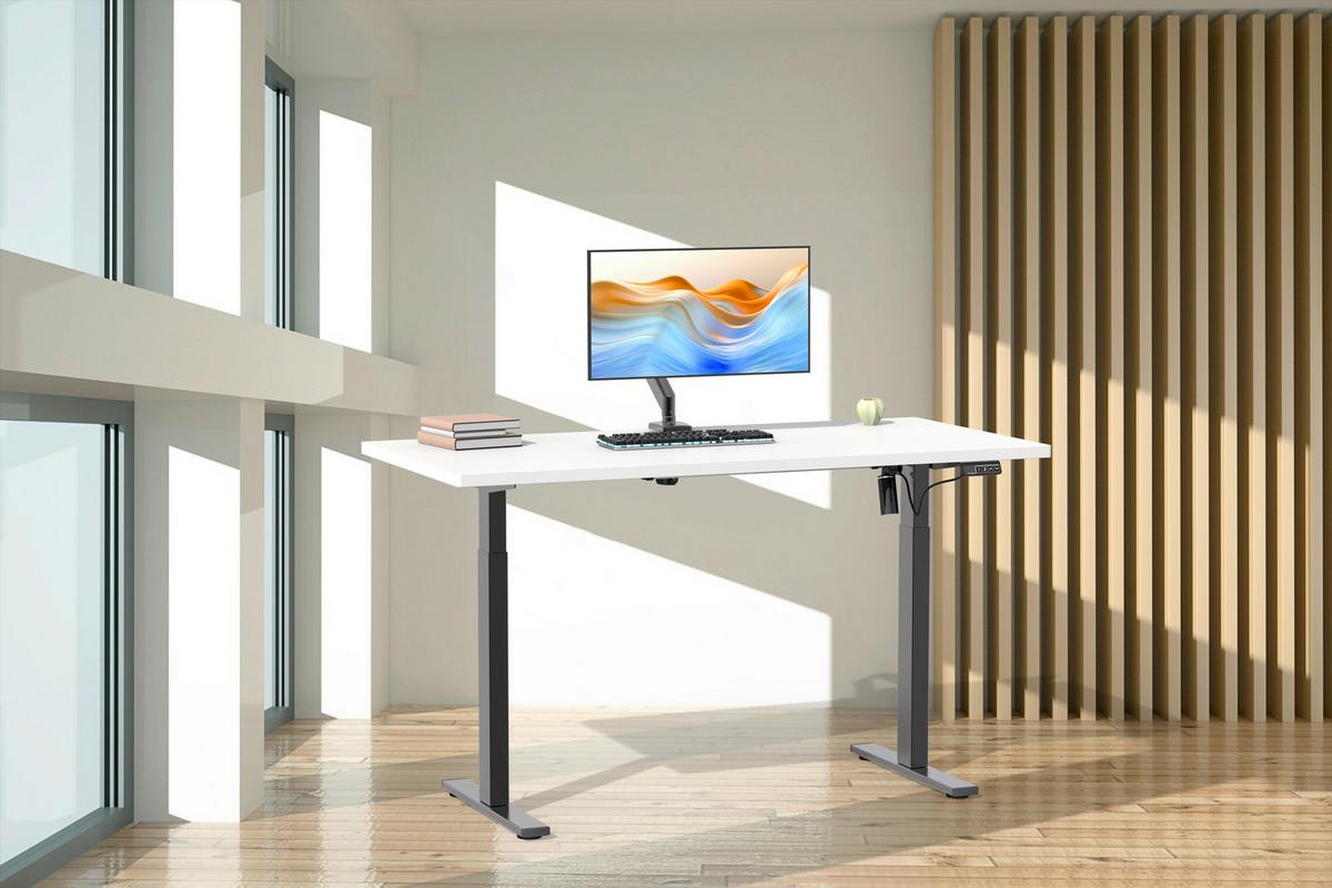 BUREAU E-LONA - noir/blanc, Design, métal/matériau de bois (140/80/71cm) - MID.YOU