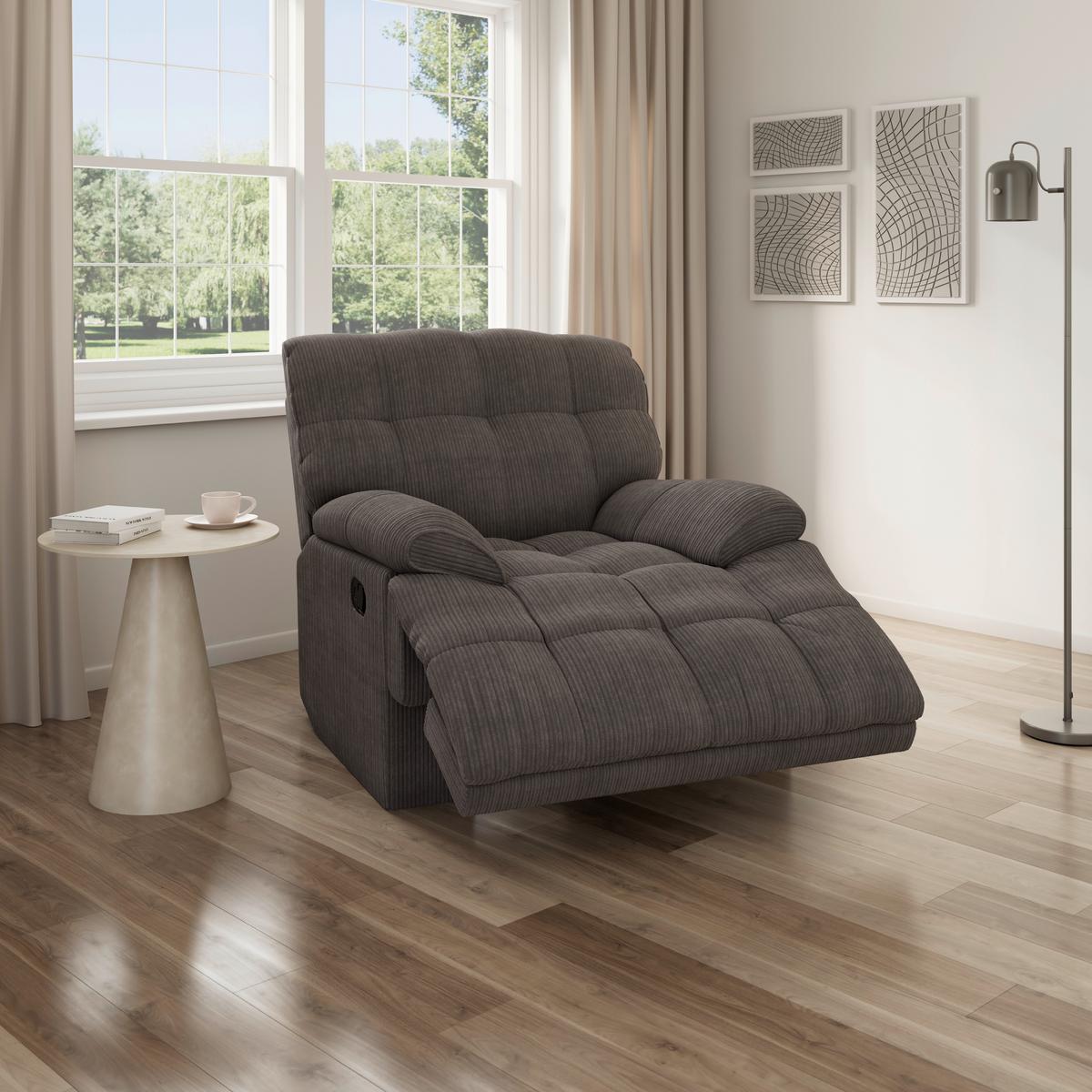 Sessel Natalie Dunkelgrau/Cord - Dunkelgrau/Schwarz, MODERN, Holz/Textil (98/94/106cm) - Bessagi Home