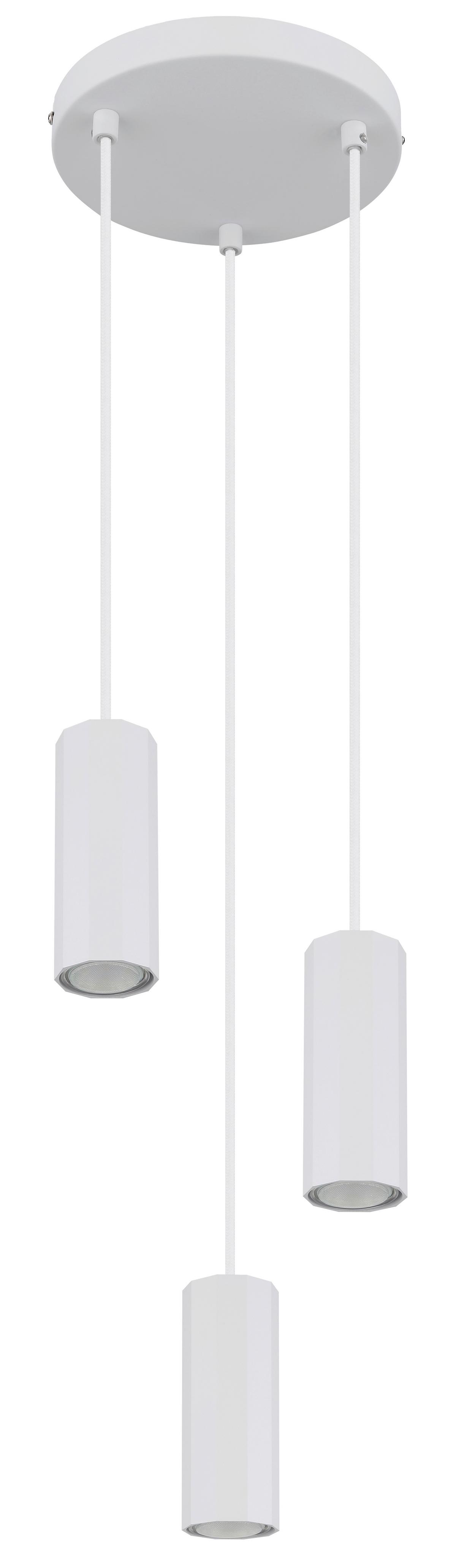 HÄNGELEUCHTE 57918-3HW JAMES - Weiss, Design, Metall (21/120cm) - Globo
