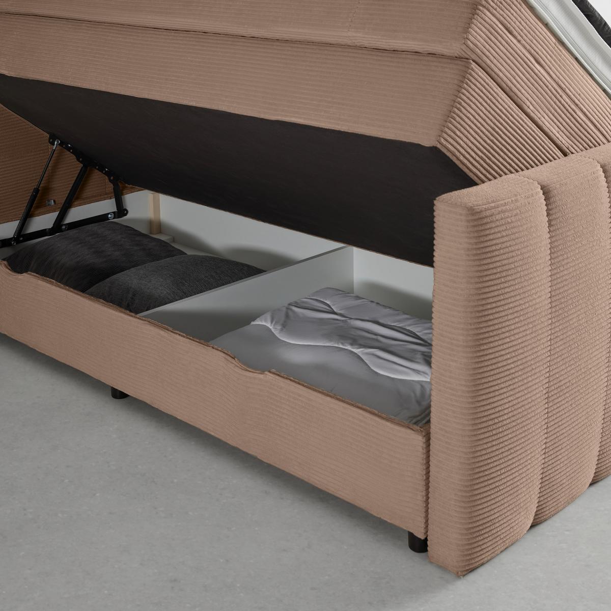 Boxspringbett Malaga Braun ca. 160x200cm - Silberfarben/Schwarz, KONVENTIONELL, Holz/Holzwerkstoff (160/200cm) - Premium Living