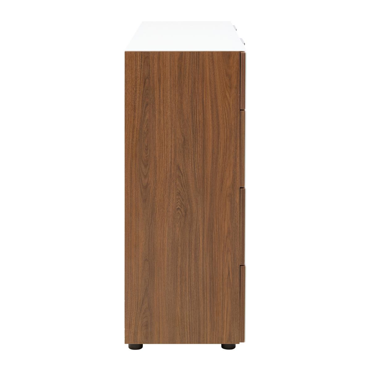 Kommode Siena Weiß/Nussbaumfarben - Silberfarben/Nussbaumfarben, MODERN, Glas/Holzwerkstoff (90/99/40cm) - Mömax