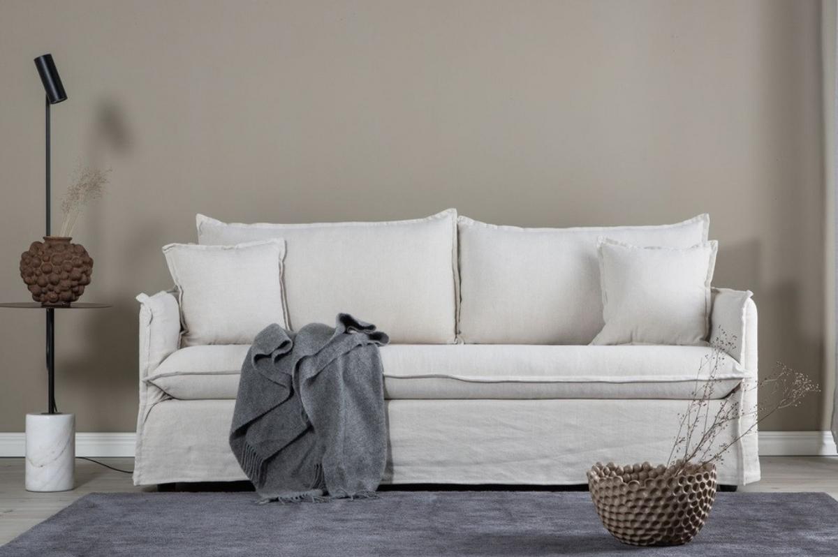 3-Sitzer-Sofa Nova Beige - Beige/Schwarz, Design, Kunststoff/Textil (201/90/94cm) - Livetastic
