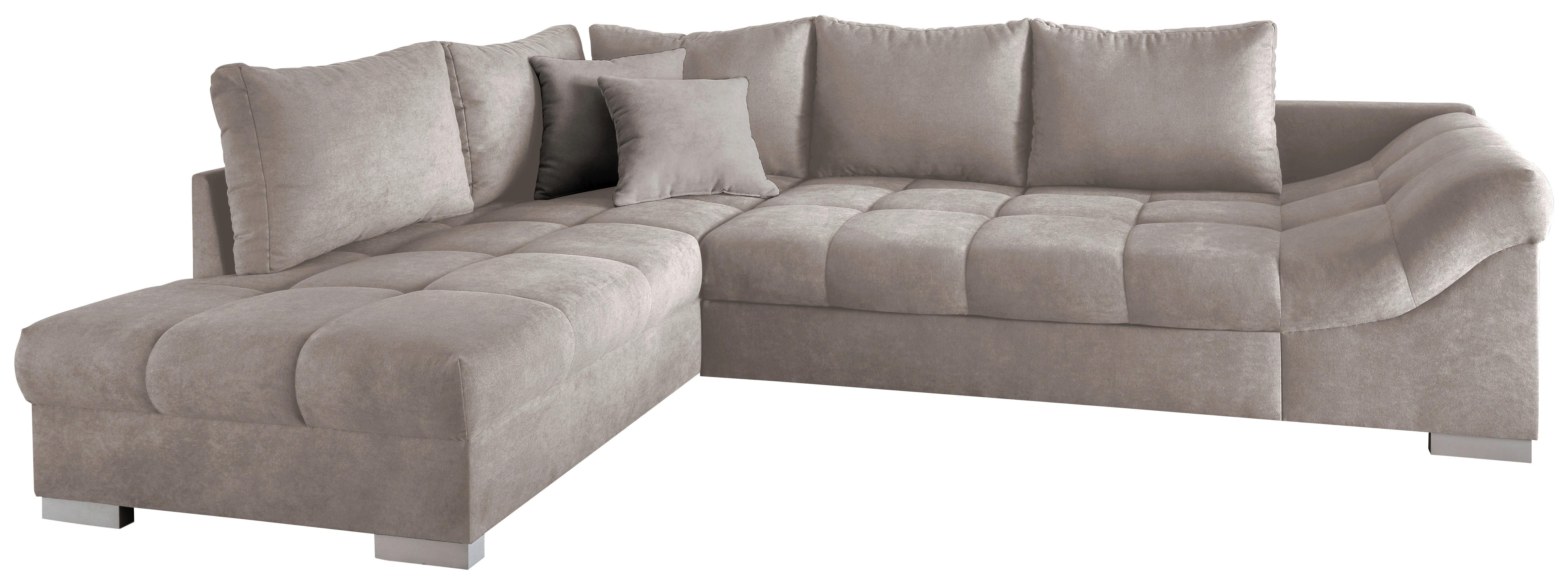 Wohnlandschaft Alvito Taupe Nylon/Mikrofaser - Taupe/Silberfarben, Design, Holz/Textil (202/298cm) - MID.YOU