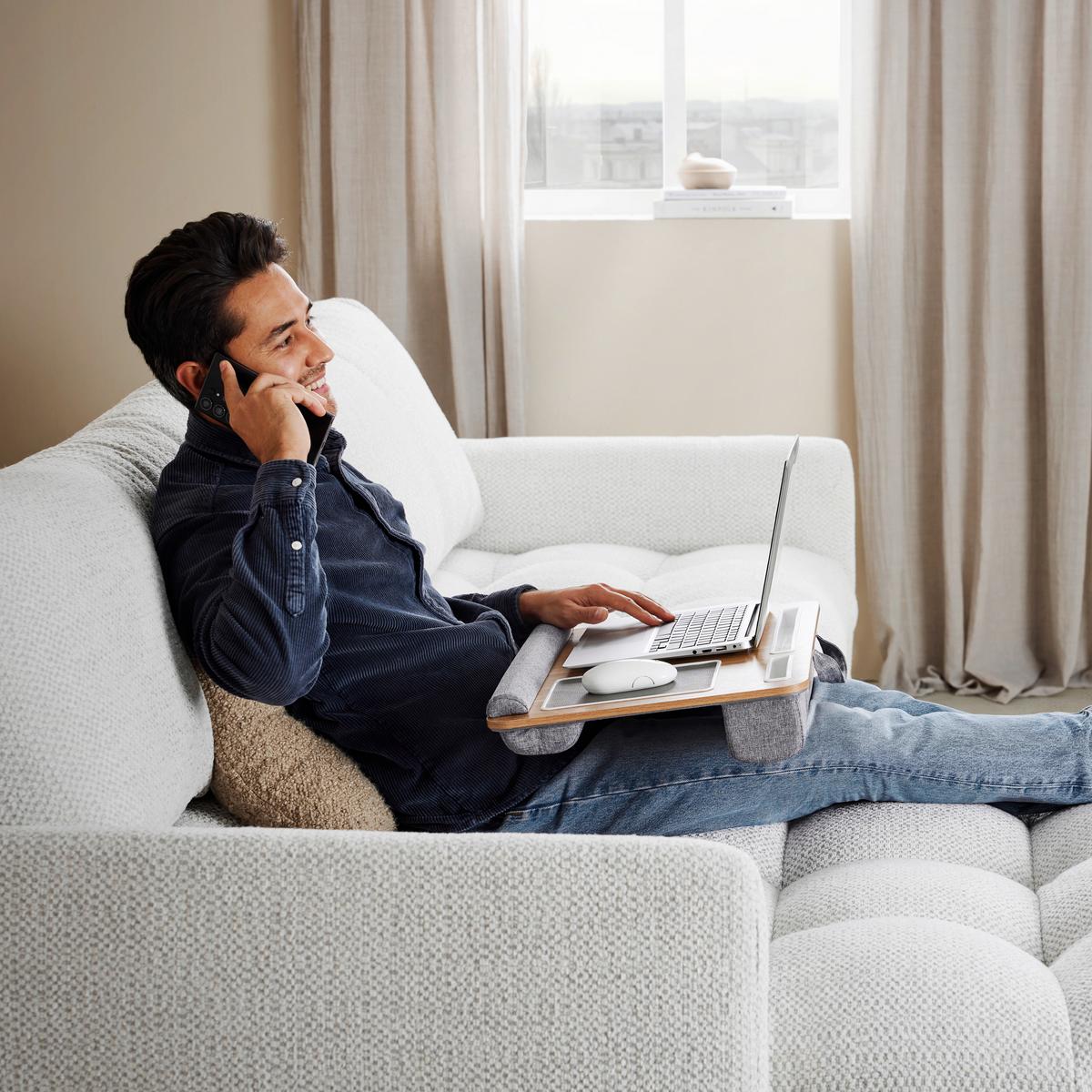 Masă pentru laptop Lappy - culoare natur/gri, Konventionell, plastic/textil (55/36,5/9,5cm) - Mömax