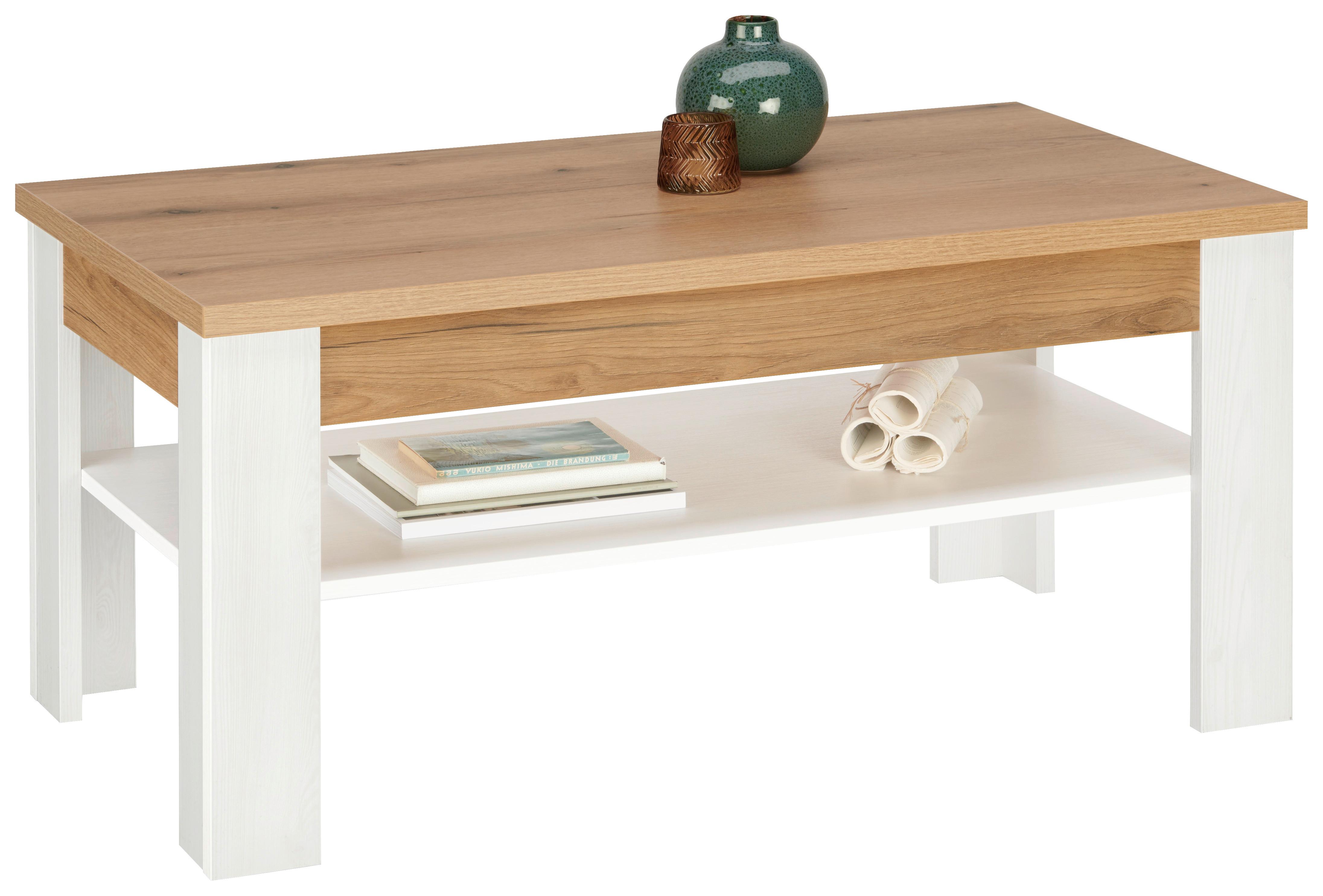 Klubska Miza Rovigio, Barva Macesna, Bela - bela/barve macesna, Konvencionalno, leseni material (110/50/60cm) - Landscape