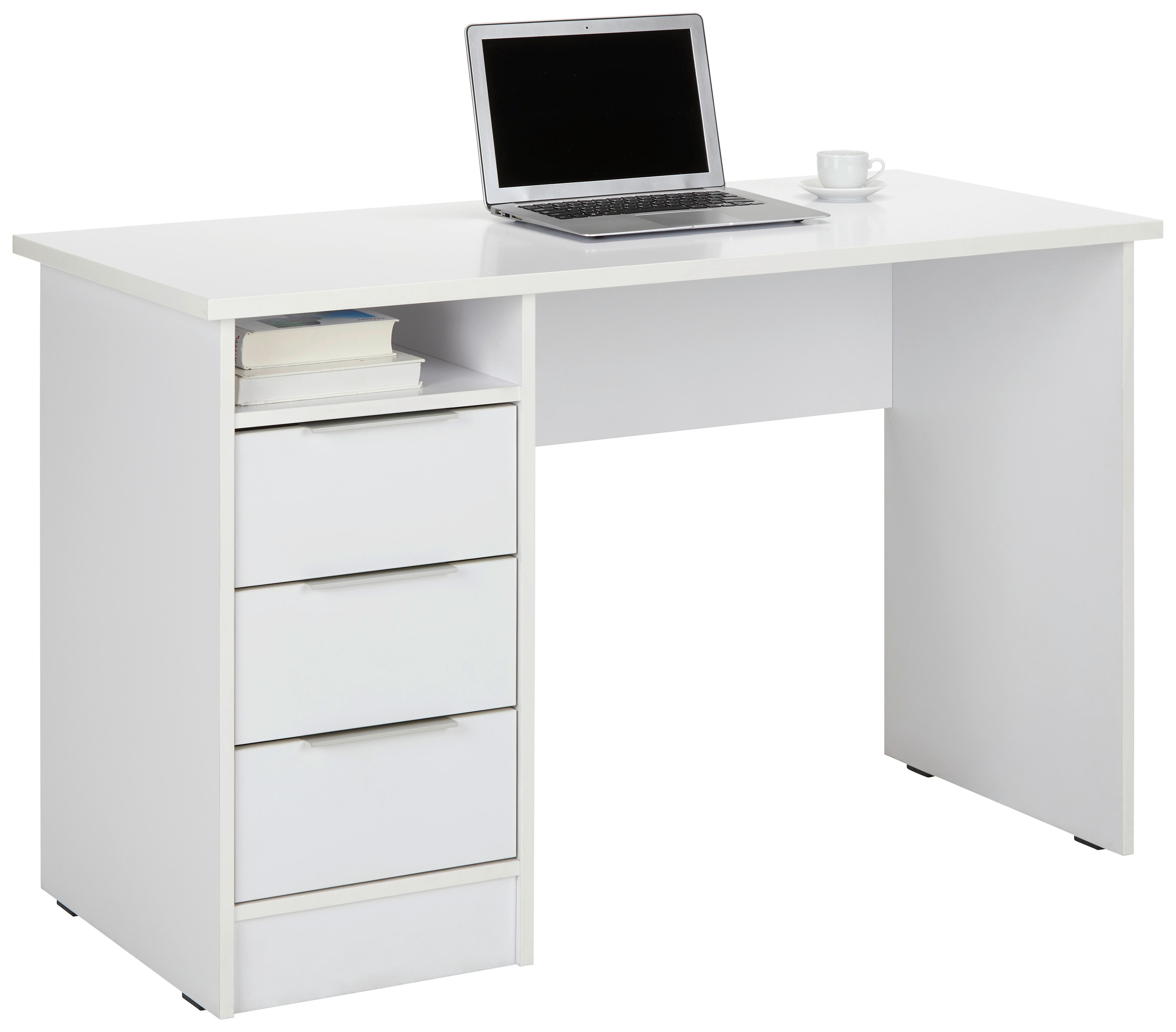 Íróasztal Fehér 3 Fiókkal Student - krómszínű/fehér, Konventionell, faalapú anyag/fém (120/76/55cm) - Best Price