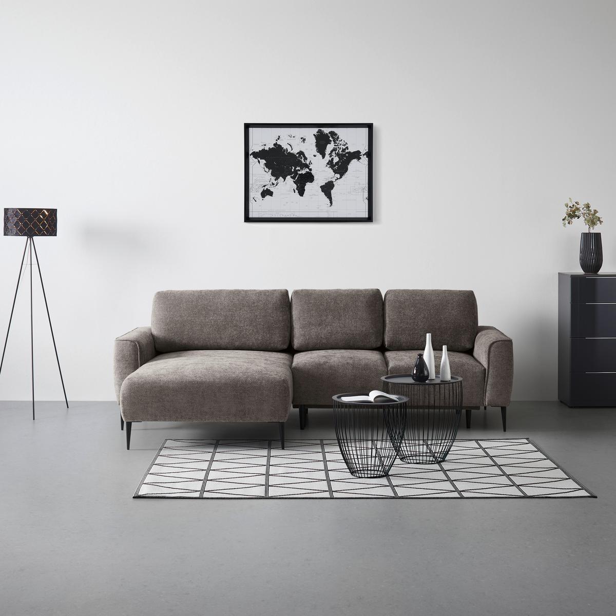 Ecksofa Custom Dunkelgrau - Dunkelgrau/Schwarz, MODERN, Textil/Metall (164/85/255cm) - Mömax