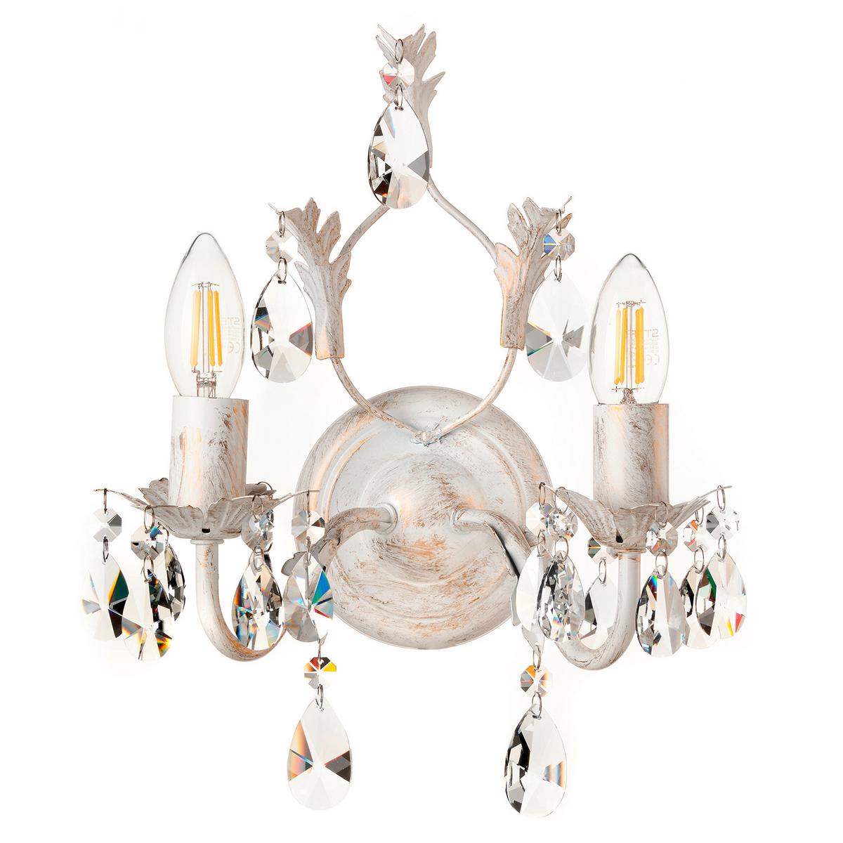 Wandleuchte Teresa Weiß max. 6 Watt - KONVENTIONELL, Glas/Metall (30/20cm)