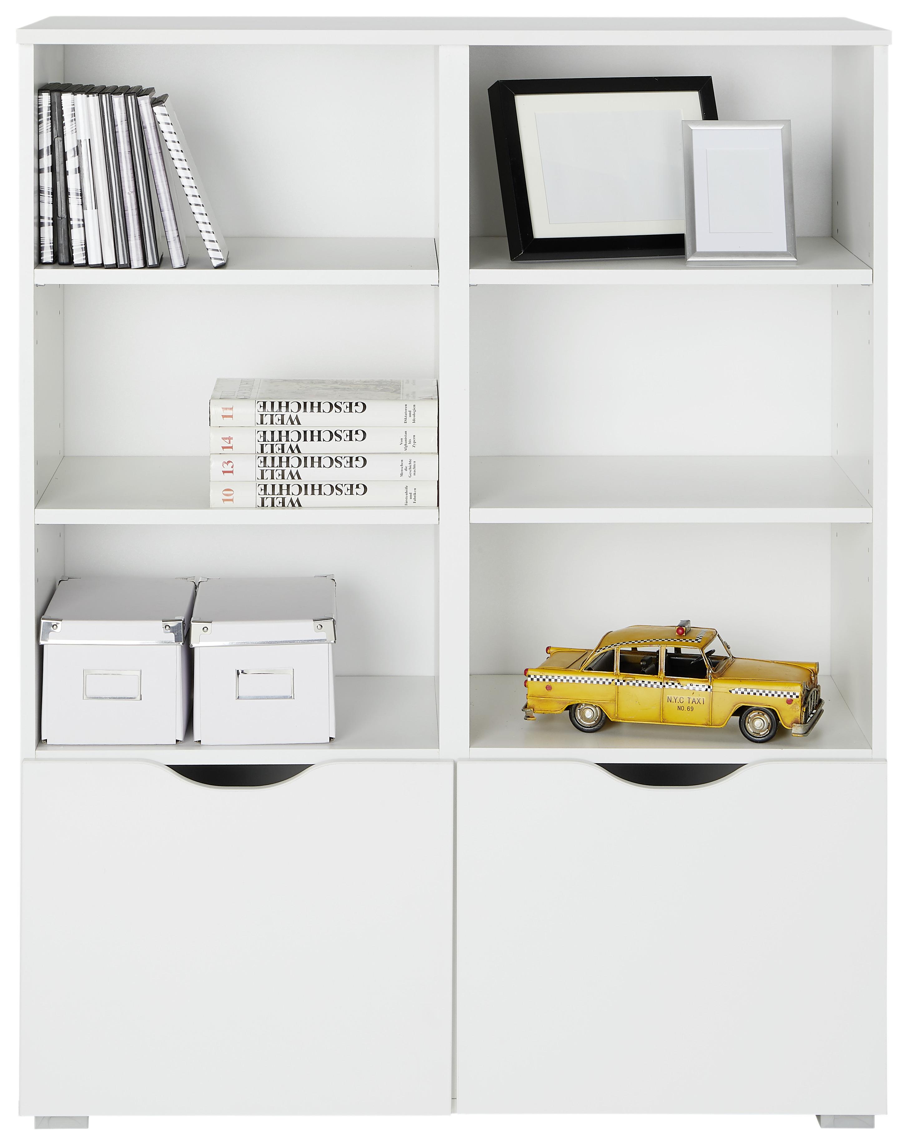 Regal White V Beli - bela, leseni material (93/119/42cm) - Modern Living