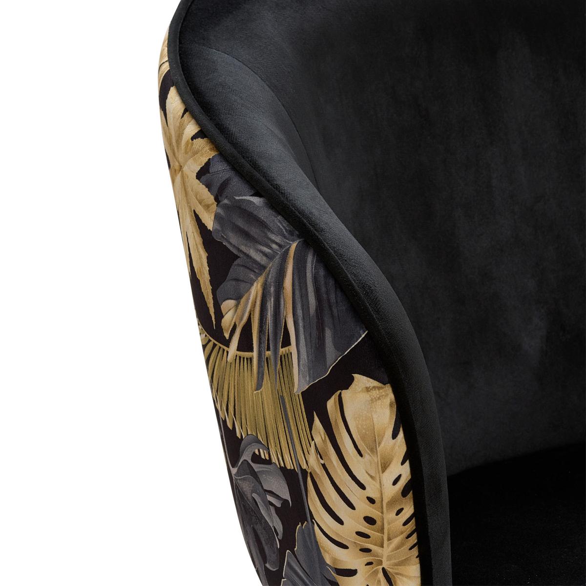 KRZESŁO Z PODŁOKIETNIKAMI CLAUDIA - czarny/kolor złoty, Modern, metal/drewno (60/81/60cm) - MID.YOU