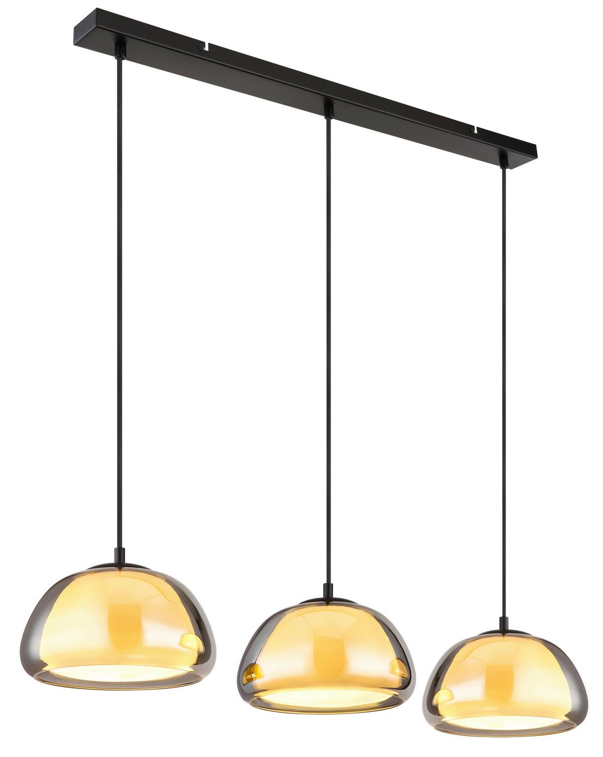 LAMPA WISZĄCA 15743-3H - jasnoszary/czarny, Trend, metal/tkanina (95/25/120cm) - Globo