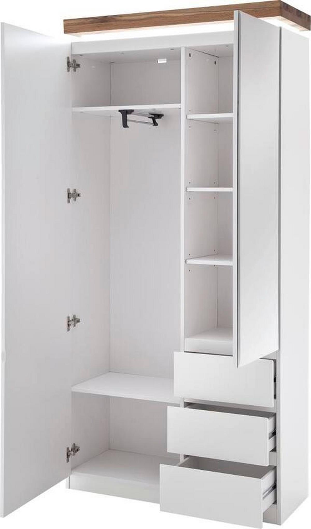 PRZEDPOKÓJ ROMINA - kolor dębowy/biały, Design, materiał drewnopochodny/drewno (285/198/38cm) - Novel