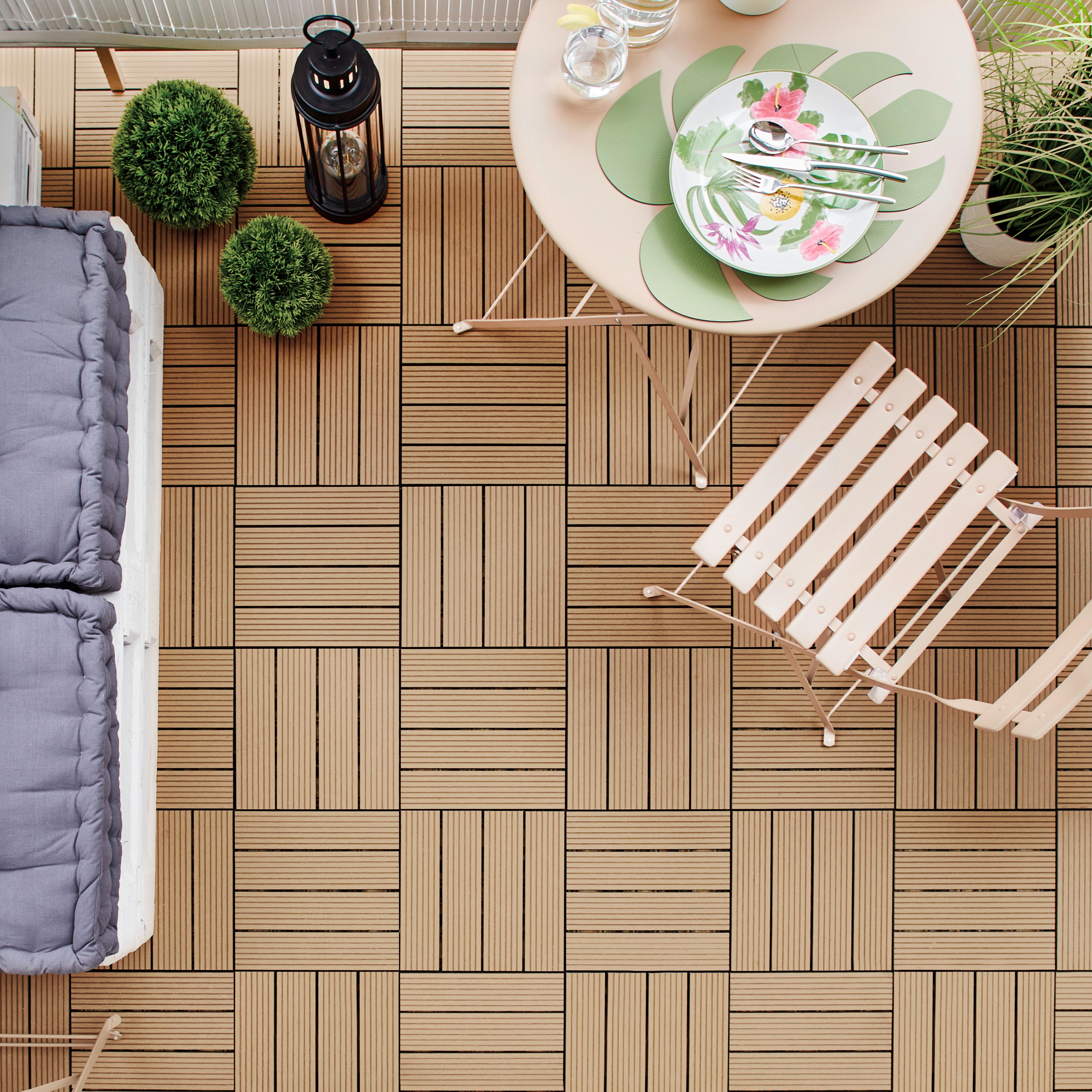 Terrassenfliese Willi Braun 22-teilig aus Kunststoff - Dunkelbraun, Kunststoff (30/2,2/30cm) - Mömax