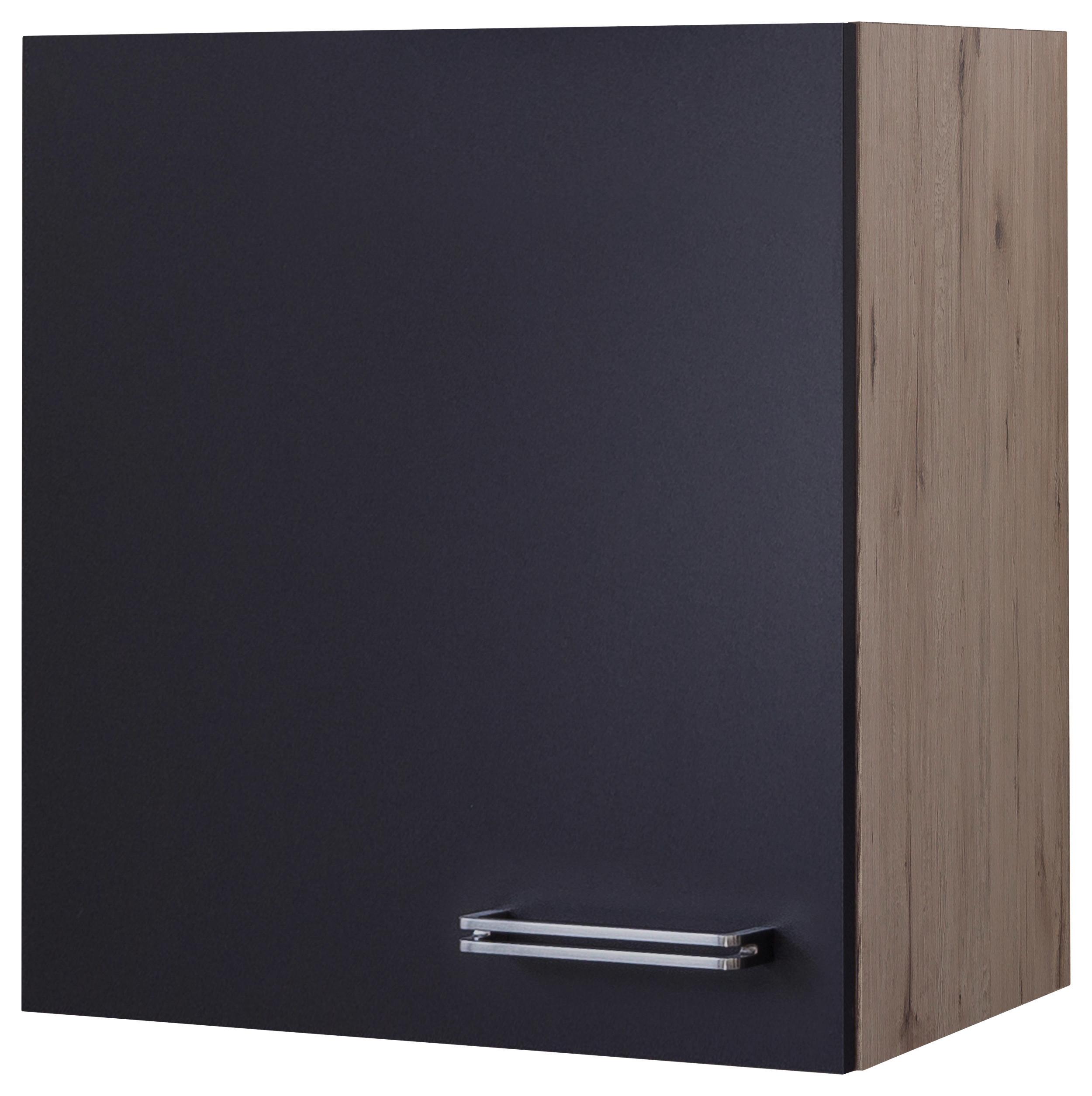 Küchenoberschrank Anthrazit/Eiche - Edelstahlfarben/Eichefarben, MODERN, Holzwerkstoff/Metall (50/54/32cm) - FlexWell