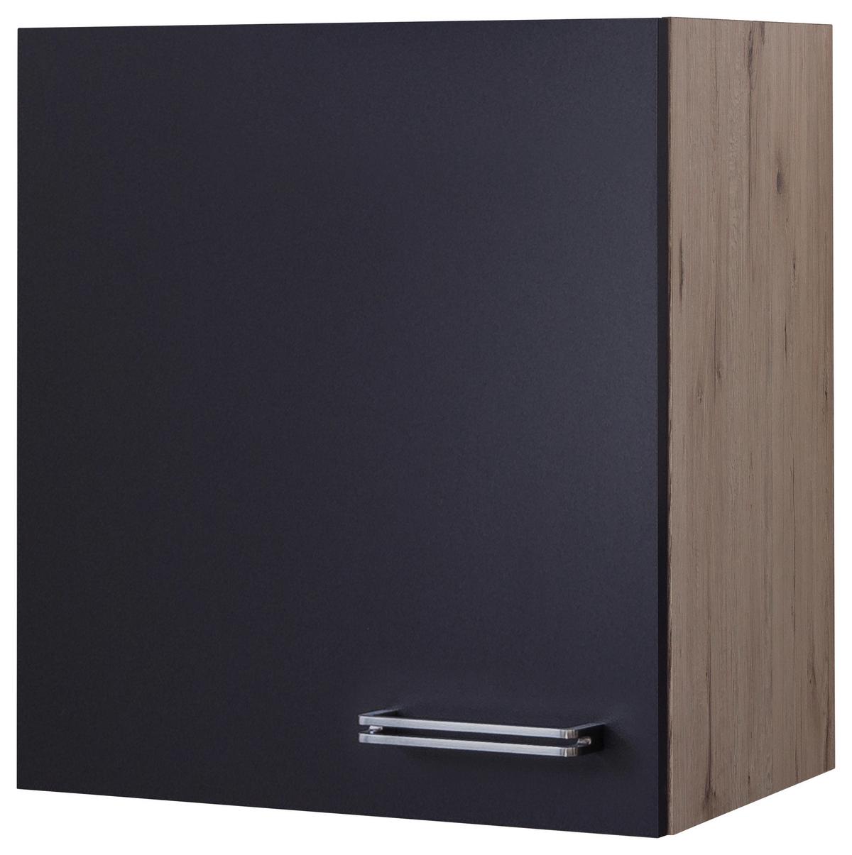 Küchenoberschrank Anthrazit/Eiche - Edelstahlfarben/Eichefarben, MODERN, Holzwerkstoff/Metall (50/54/32cm) - FlexWell