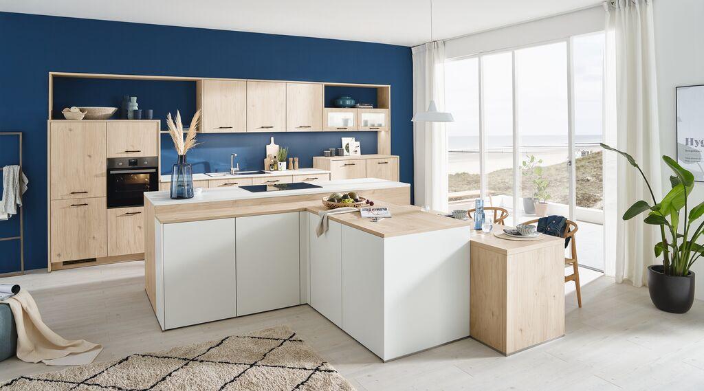 Einbauküche IP 1200 in Weiß/Eichefarben - Eichefarben/Weiß, MODERN, Holzwerkstoff - Impuls