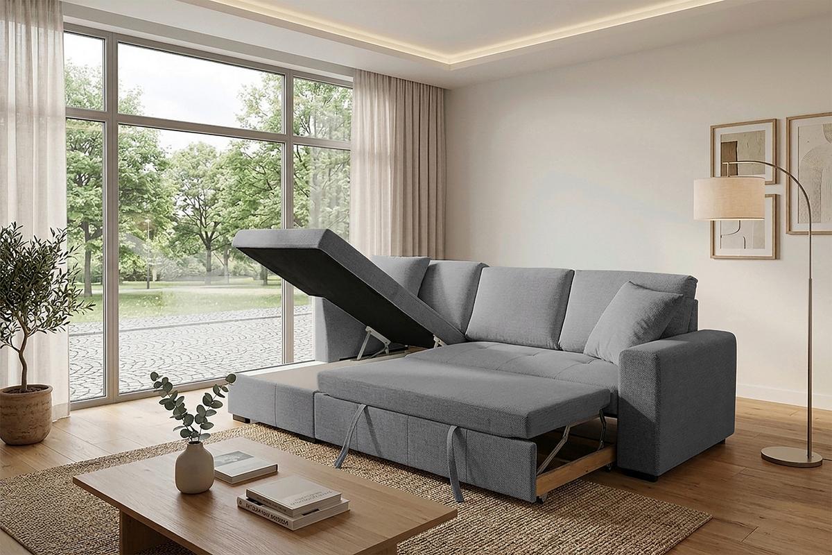Kutna Garnitura Lukas - siva, Trend, tekstil (158/239cm) - Modern Living
