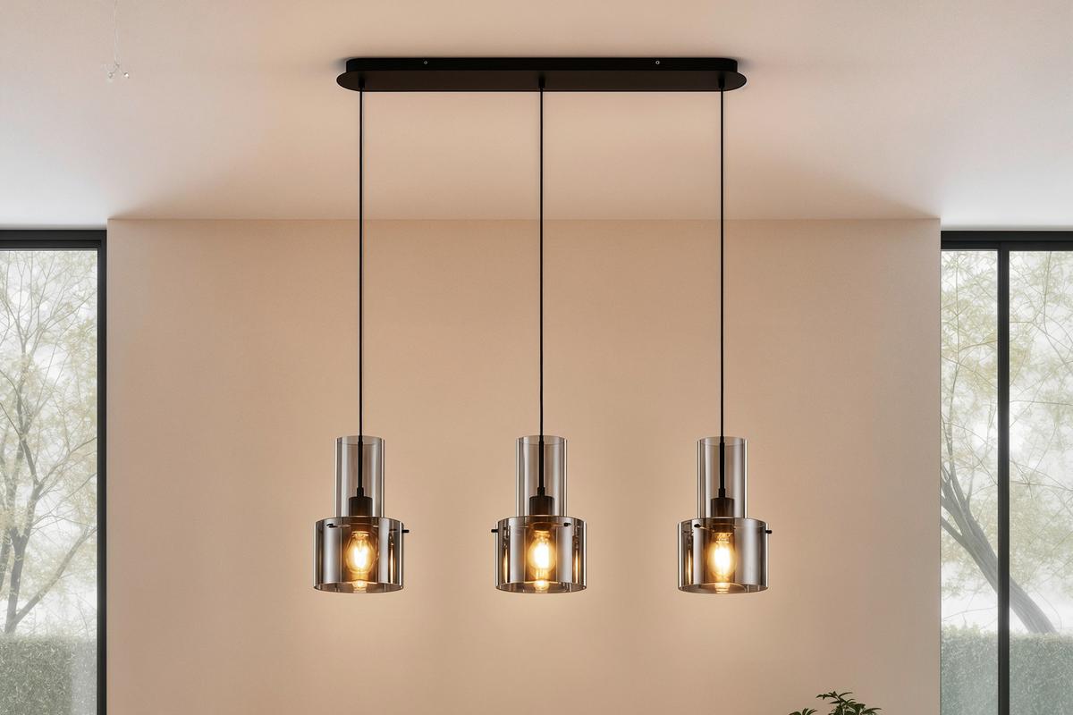 LAMPA WISZĄCA EOS *DK* - ciemnoszary, Design, metal/szkło (97/18/150cm) - Dieter Knoll