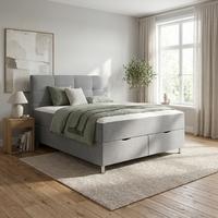 Box-ágy 160x200cm Oviedo - szürke, Konventionell, textil/fém (160/200cm) - Mömax
