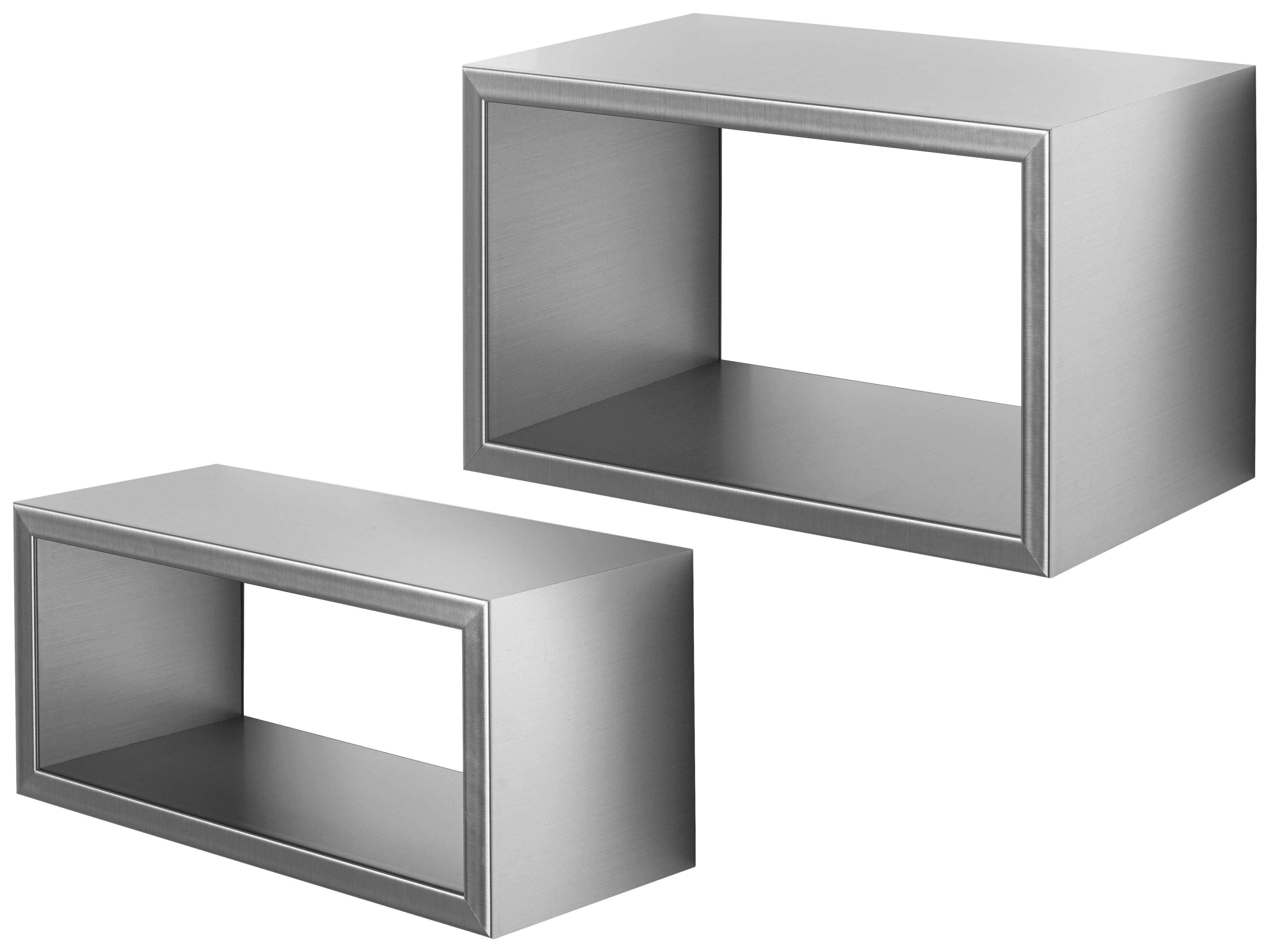 Wandregalset in Edelstahlfarben - Edelstahlfarben, Modern, Holzwerkstoff (39/36/25/21/15cm) - Premium Living