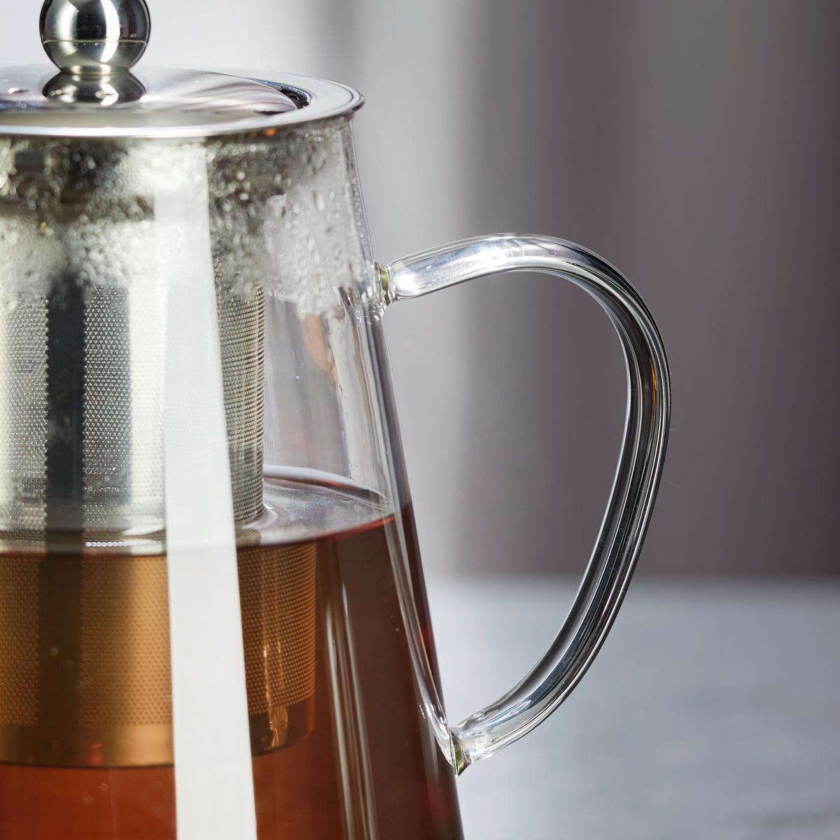 Ceainic Tea Fusion - străveziu/culoare inox, Modern, sticlă/metal (11,5/17cm) - Premium Living