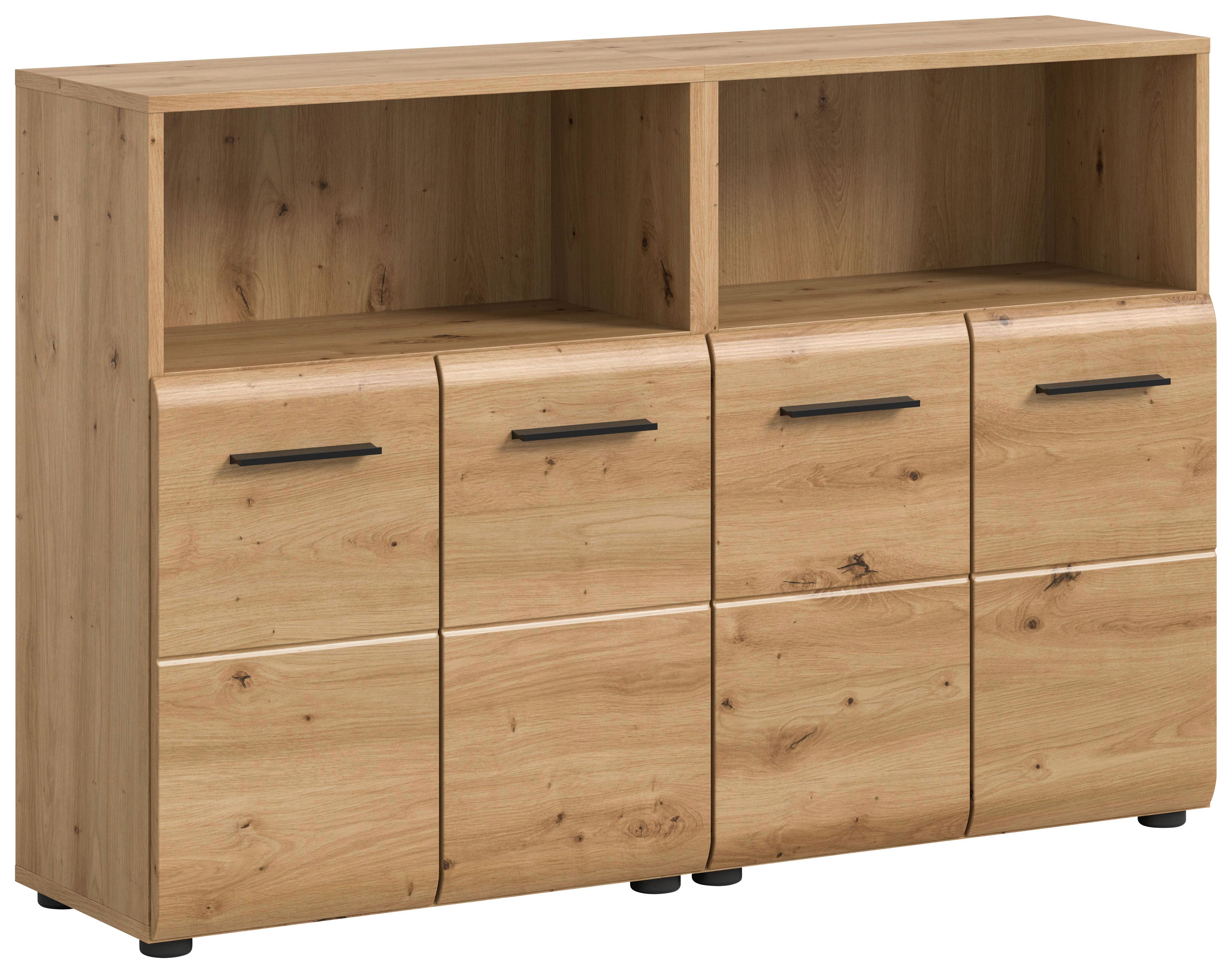 MIDISCHRANK ICE - Schwarz/Eiche Artisan, Basics, Holzwerkstoff/Kunststoff (120cm) - MID.YOU