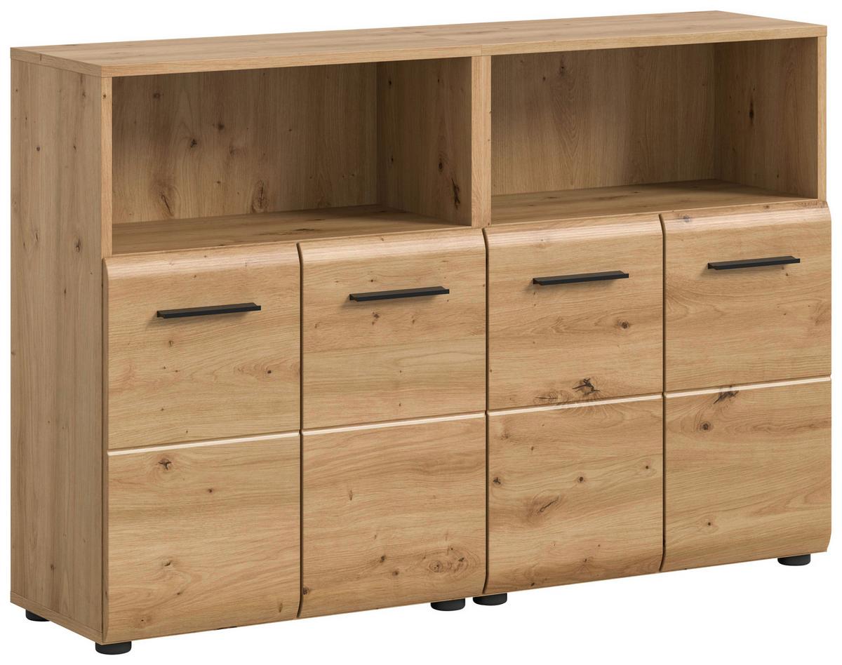 MIDISCHRANK ICE - Schwarz/Eiche Artisan, Basics, Holzwerkstoff/Kunststoff (120cm) - MID.YOU