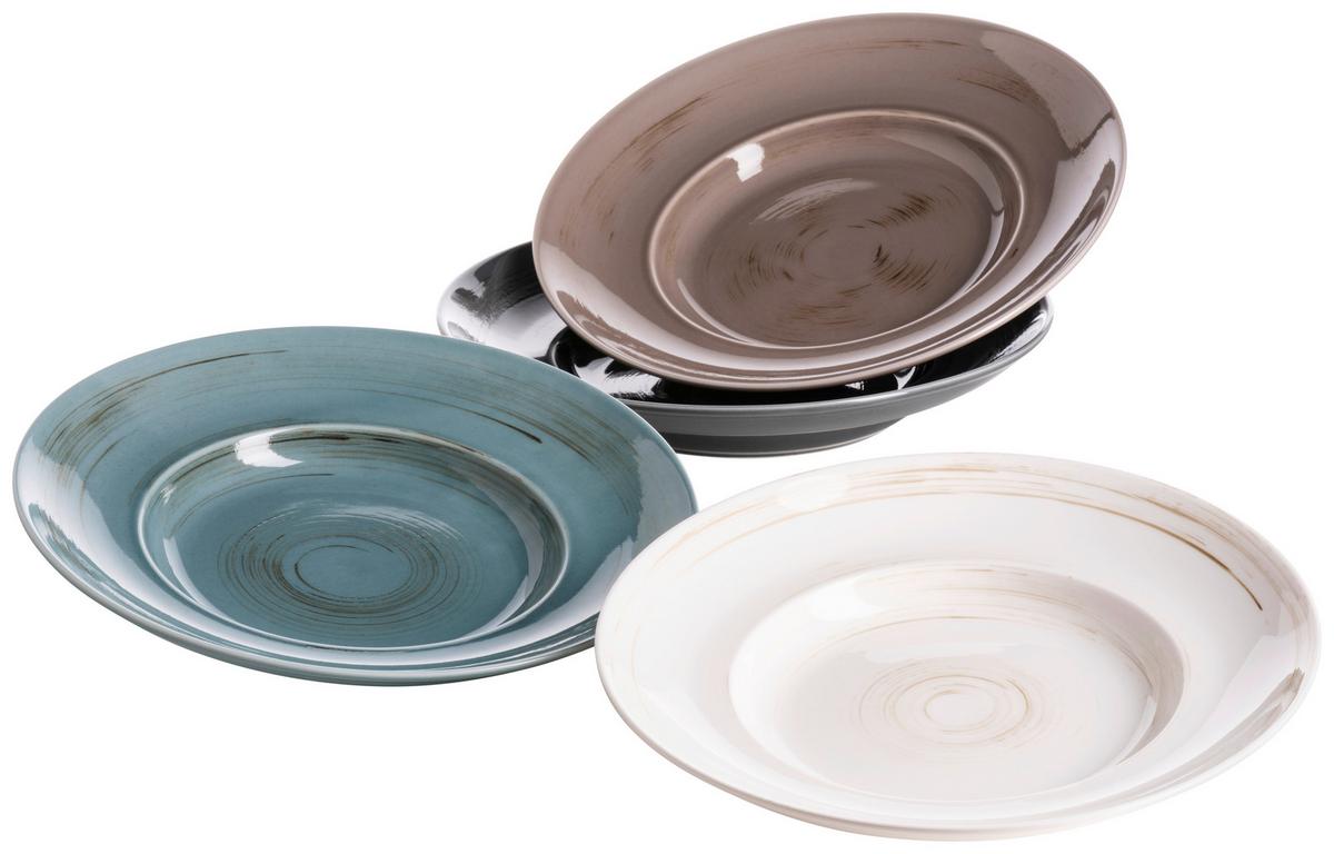 Pastatellerset Derby aus Porzellan, 4-teilig - Blau/Beige, Basics, Keramik (27,3 cmcm) - Mäser