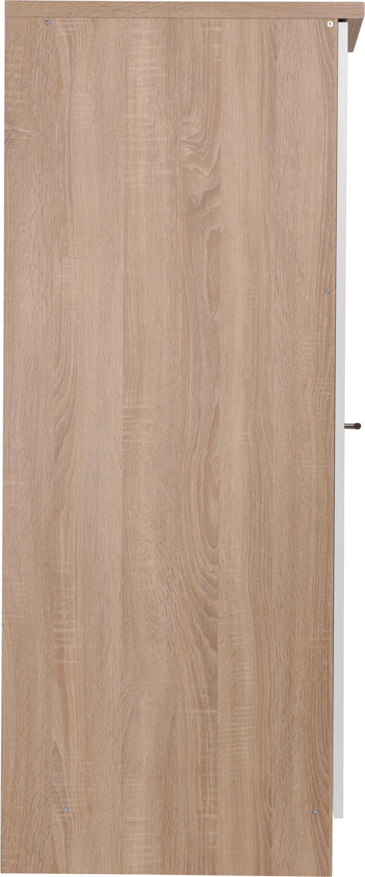 Izvlečna Omara Merle, Barva Hrasta, Bela - srebrne barve/barve hrasta, Basics, kovina/leseni material (30/144,8/60cm) - Respekta