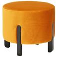 Hocker in Orange Ø ca. 41cm - Schwarz/Orange, MODERN, Holz/Textil (41/38cm) - Modern Living Hocker in Orange Ø ca. 41cm - Schwarz/Orange, MODERN, Holz/Textil (41/38cm) - Modern Living